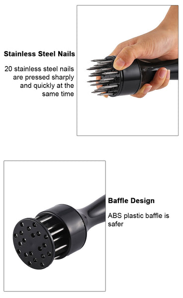 STAINLESS STEEL MANUAL MEAT TENDERIZER NEEDLE BLACK