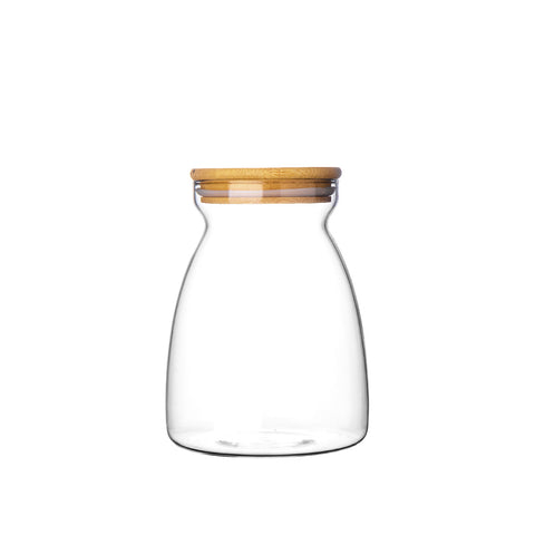 GLASS JAR WOODEN COVER