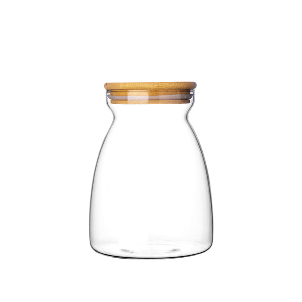 GLASS JAR WOODEN COVER