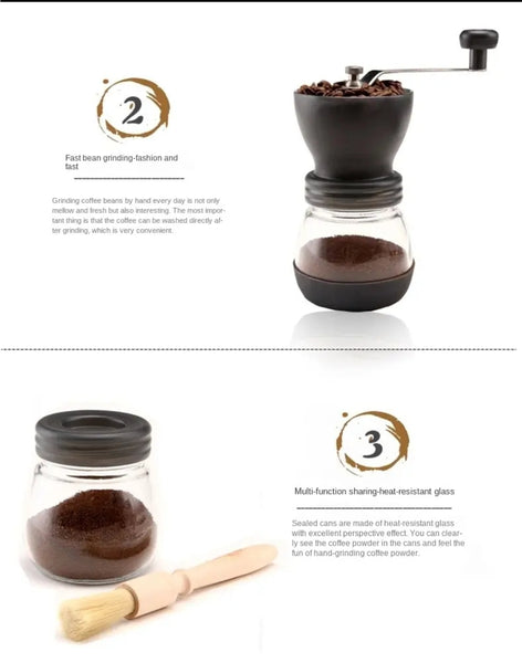 COFFEE BEAN GRINDERS +
CLEAR GLASS JARS