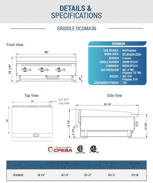 GAS COUNTERTOP GRIDDLE