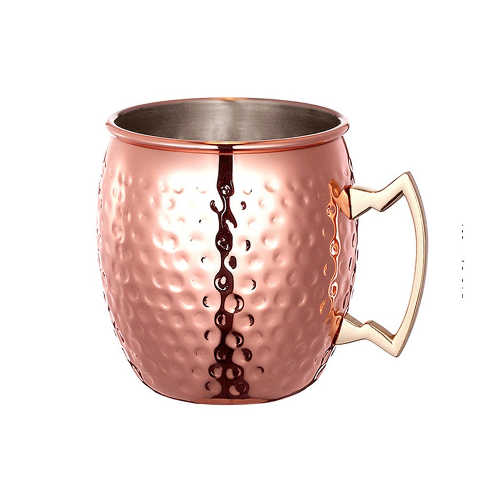 Copper Plated Curved Moscow Mule Mug - Hammered 550ml