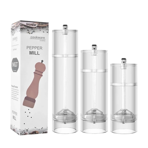 UNBRAKABLE TRANSPARENT  SALT AND PEPPER MILL