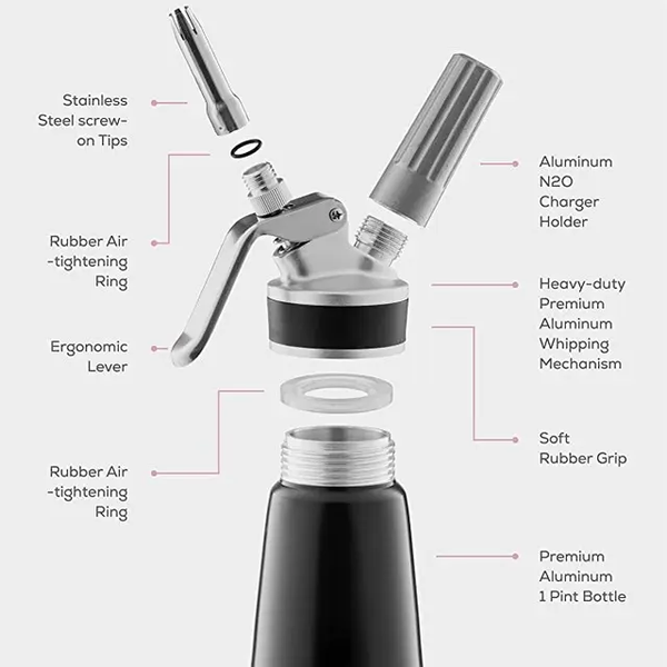 ALUMINIUM WHIPPED CREAM TOPPING DISPENSER 0.5 LTRS