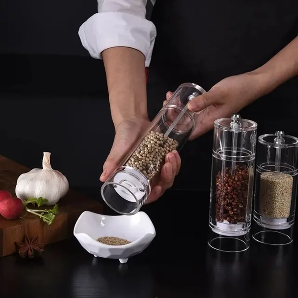 UNBRAKABLE TRANSPARENT  SALT AND PEPPER MILL