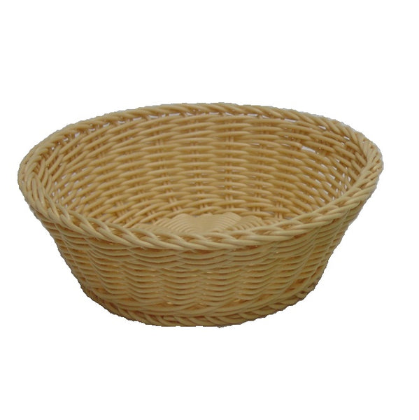 SOLID WOVEN PLASTIC BASKET, ROUND, 20X7CM