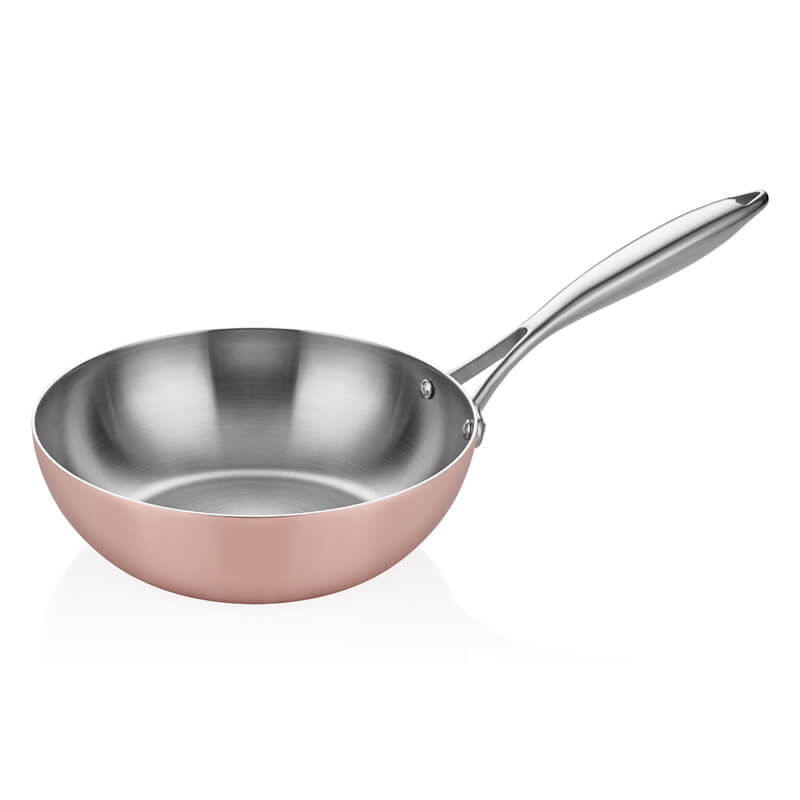 MULTI METAL  COPPER INDUCTION WOK PAN 28CM