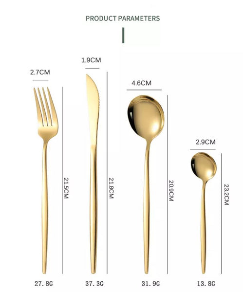 24 PIECES STAINLESS STEEL CUTLERY SET GOLD