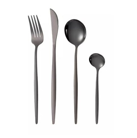 24 PIECES STAINLESS STEEL CUTLERY SET BLACK