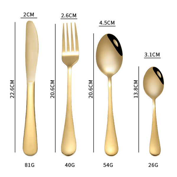 4 PIECES STAINLESS STEEL CUTLERY SET GOLD