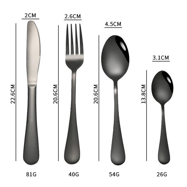 4 PIECES STAINLESS STEEL CUTLERY SET BLACK