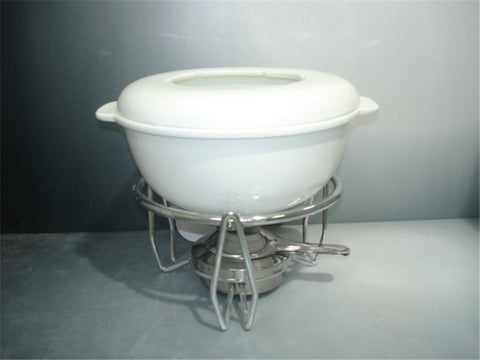 FONDUE BOWL AND METAL STAND