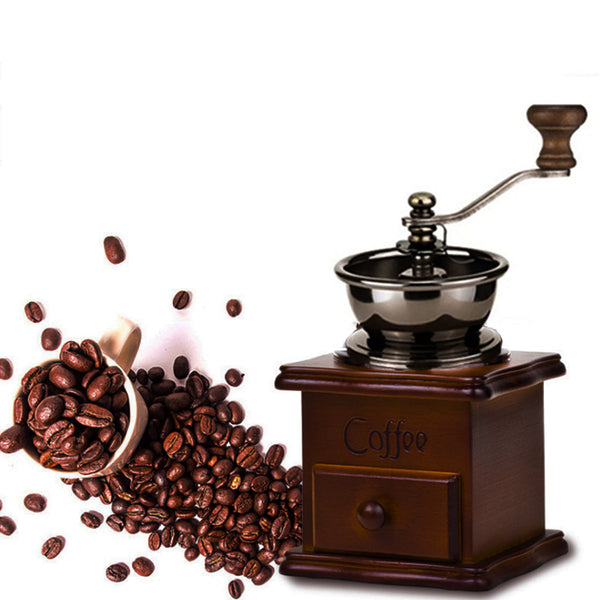 WOODEN MANUAL ANTIQUE COFFEE GRINDER