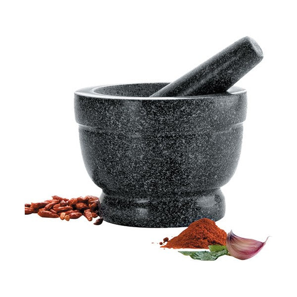 GRANITE MORTAR AND PESTLE 16X12 CMS