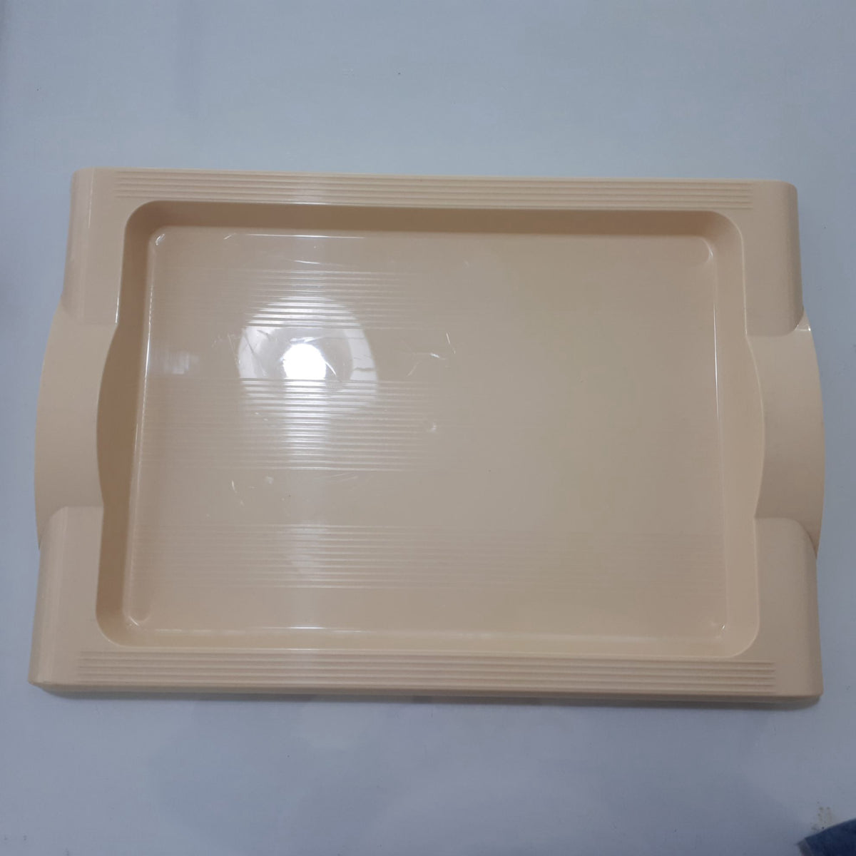 PLASTIC TRAY WITH TWO HANDLES BEIGE