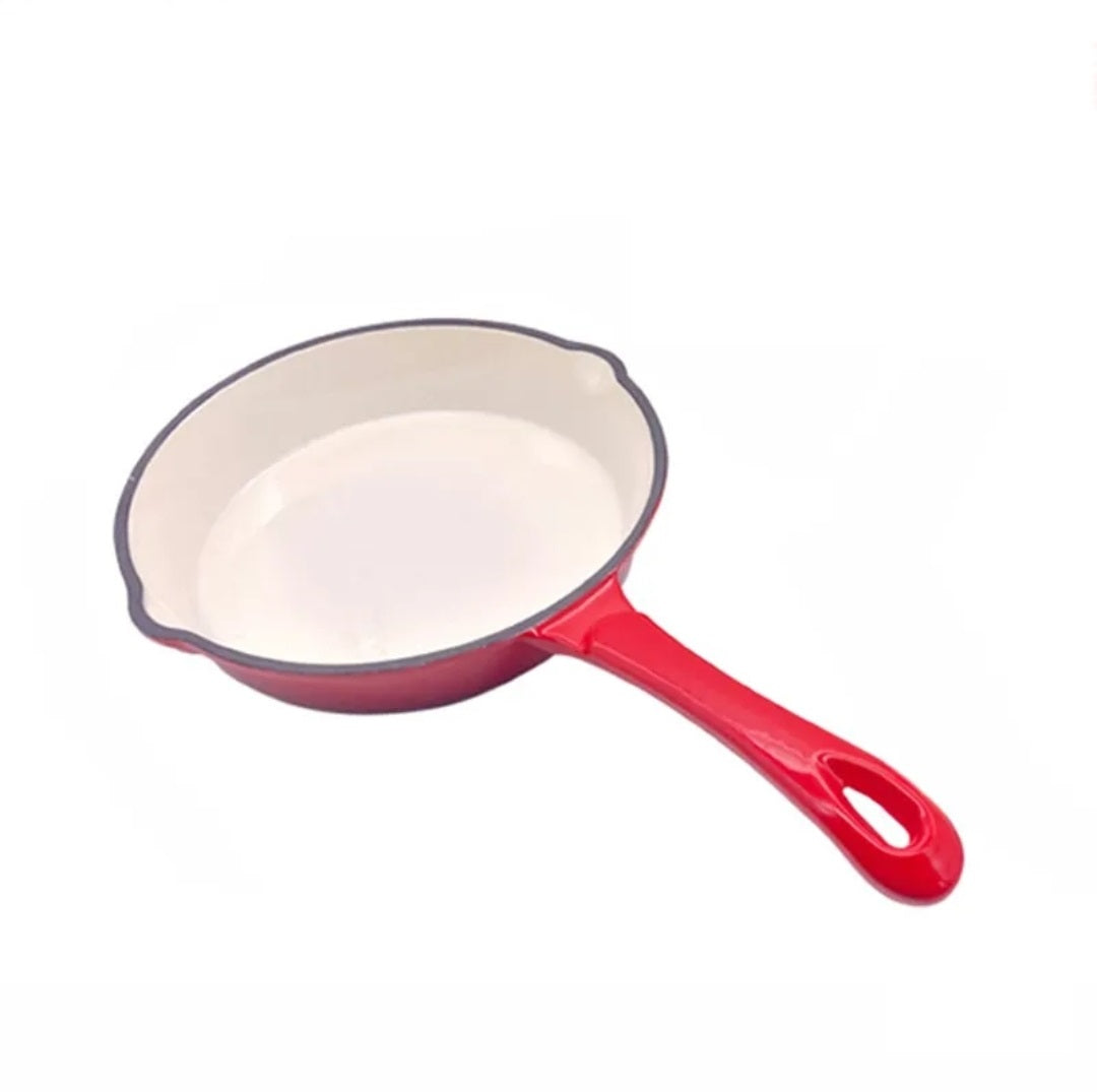 ENAMELED CAST IRON RED PAN 25 CM