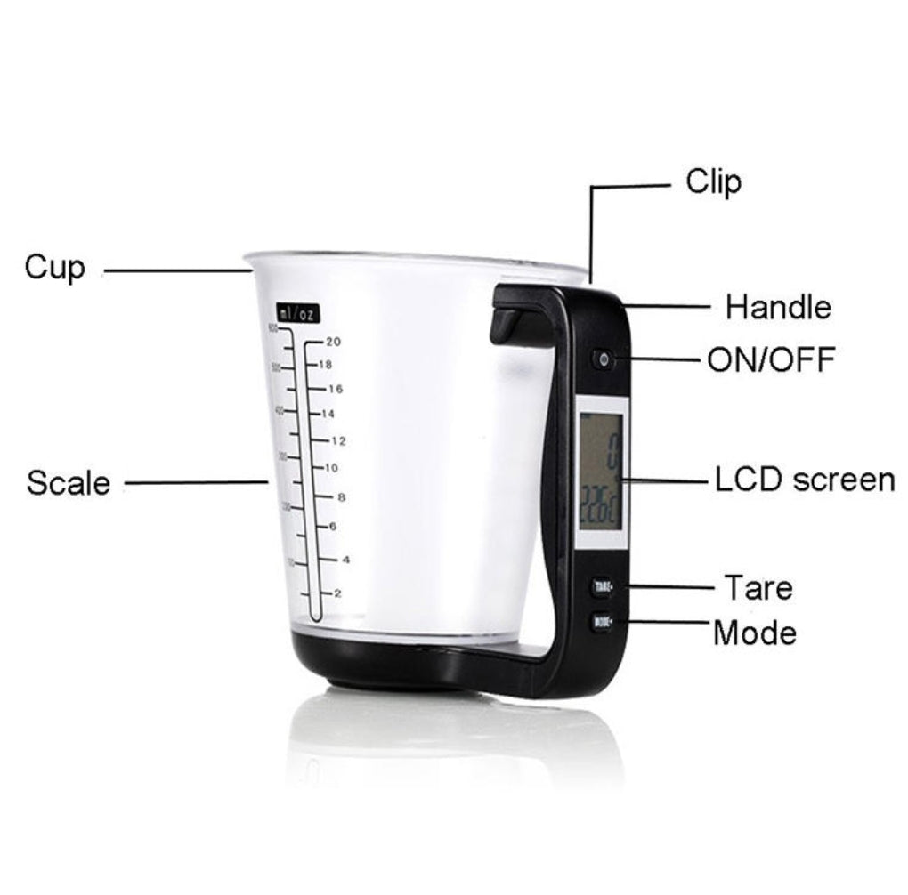 DIGITAL BEAKER WIGH TEMPERATURE FOOD SCALE BLACK