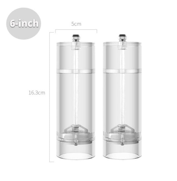 UNBRAKABLE TRANSPARENT  SALT AND PEPPER MILL